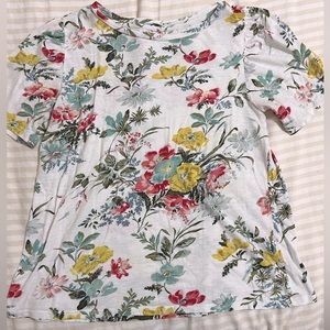 Loft floral short puff sleeve shirt